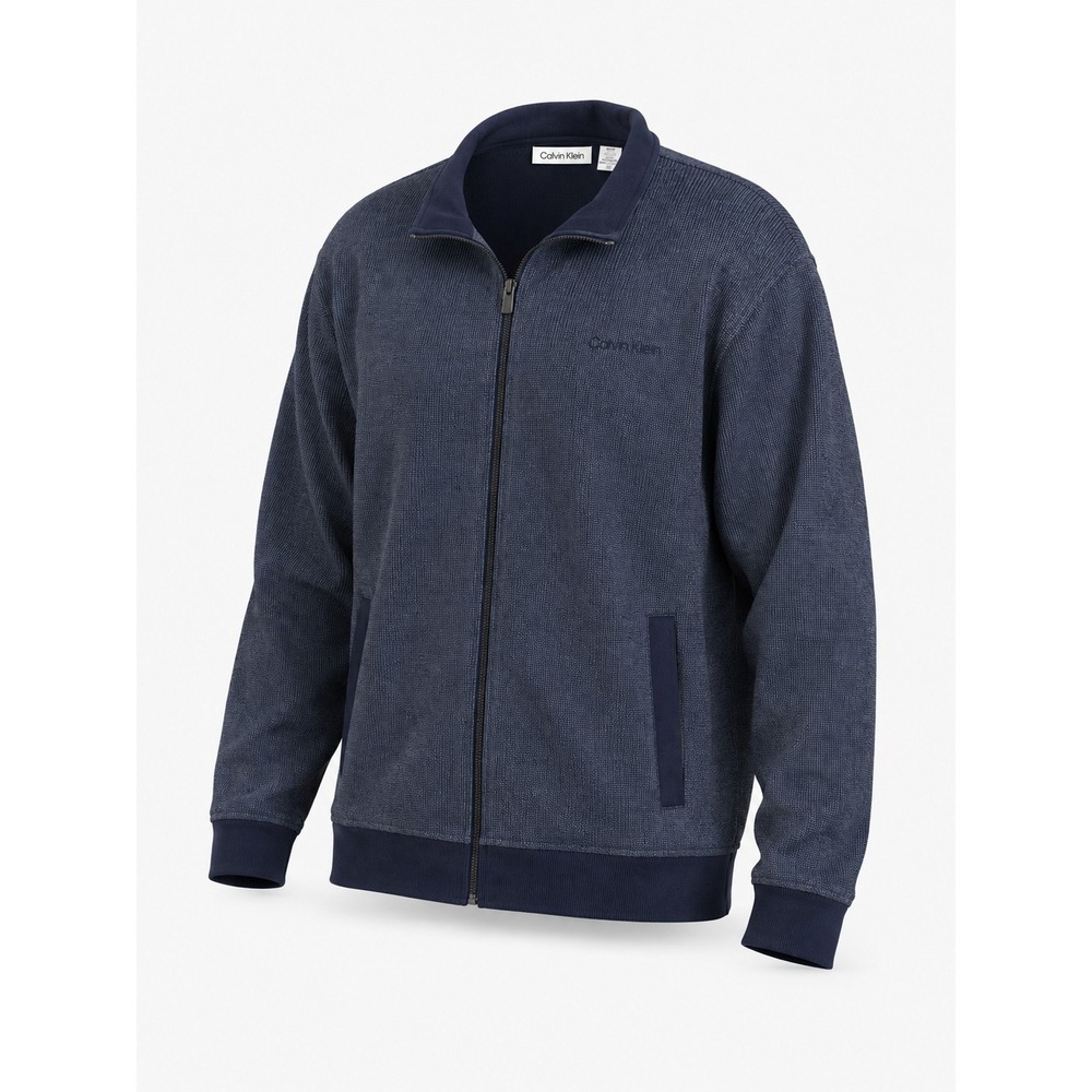 Calvin Klein Knit Full Zip Jacket Peacoat Combo Mens L Navy Blue Marled NWT